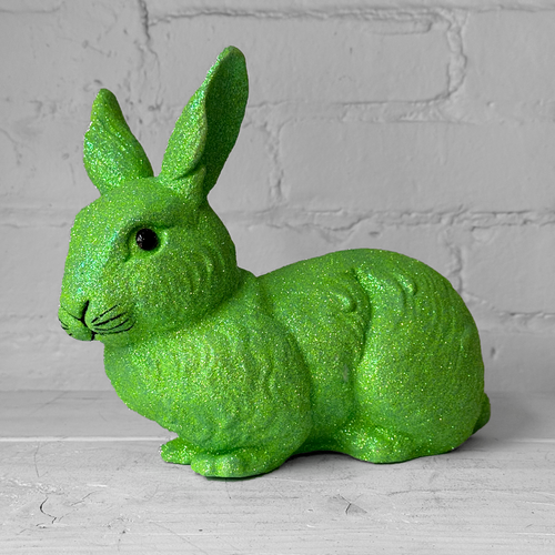 Ino Schaller Medium Lying Glitter Bunny in Green