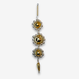 Silver & Gold Beaded Flowers Ornament