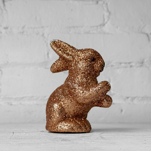 Ino Schaller Extra-Small Sitting Glitter Bunny in Champagne