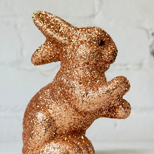 Ino Schaller Extra-Small Sitting Glitter Bunny in Champagne