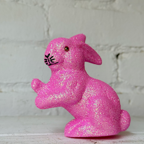 Ino Schaller Extra-Small Sitting Glitter Bunny in Pink