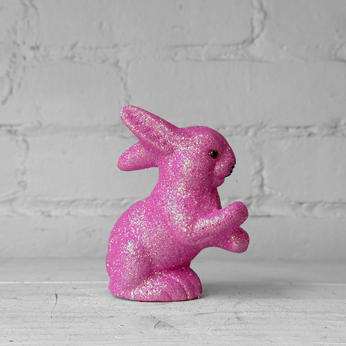 Ino Schaller Extra-Small Sitting Glitter Bunny in Pink