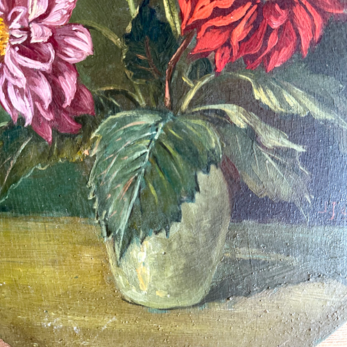 19th Century Oval Dutch Floral Painting