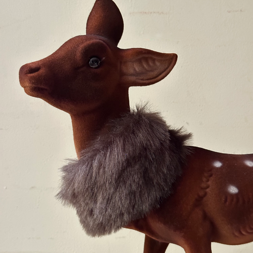 X-Large Flocked Bambi with Fur Scarf