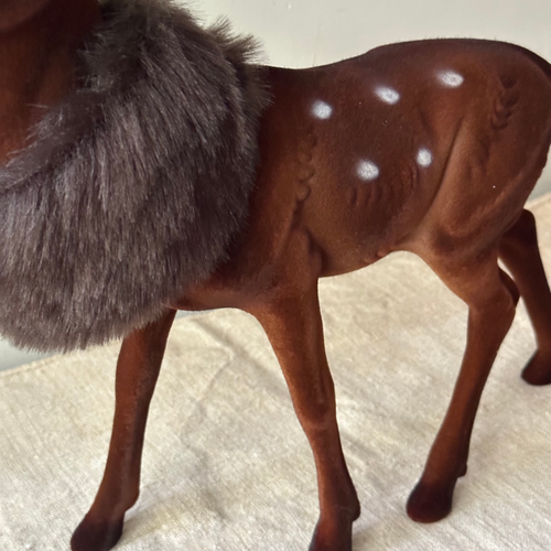 X-Large Flocked Bambi with Fur Scarf