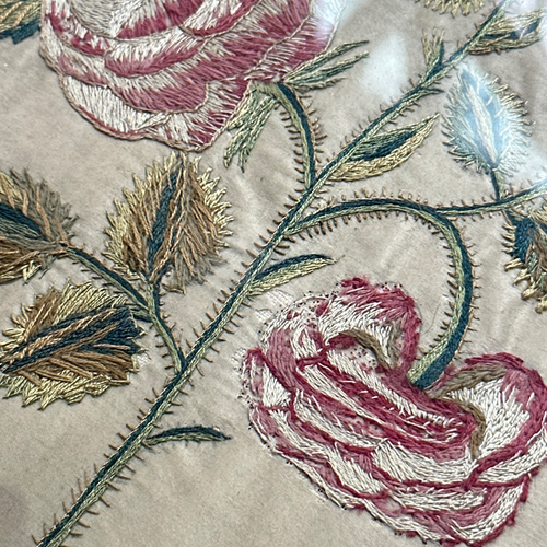 Pair of 19th-century Framed Embroidered Floral Silk Panels