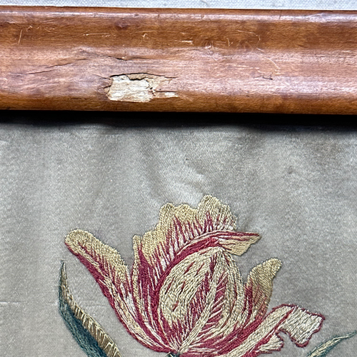 Pair of 19th-century Framed Embroidered Floral Silk Panels