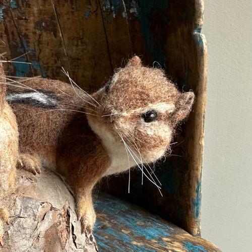 Needle Felted Chipmunk Trio