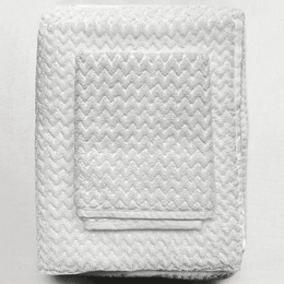 3 Pc. Set of Turkish Towel Set in Chevron Ivory