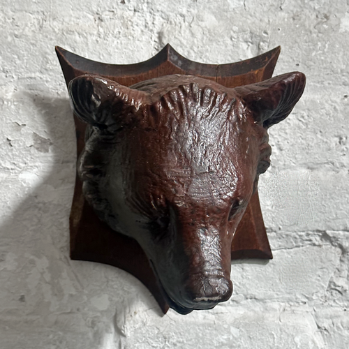 Black Forest Carved Brown Bear Head