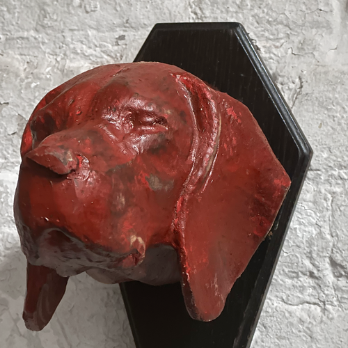 Black Forest Carved Red Dog Head (D51)