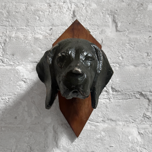 Black Forest Carved Green Dog Head (D53)