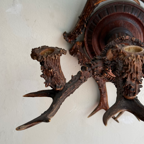Early 20th-century Black Forest Antler Sconce Pair
