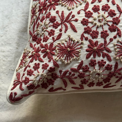 Hazel III Embroidered Cotton Voile Cushion