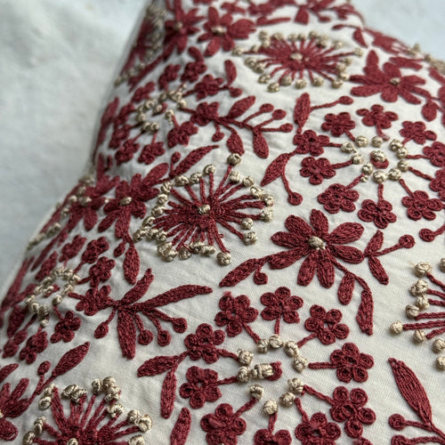Hazel III Embroidered Cotton Voile Cushion