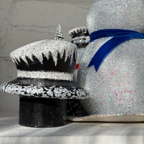 Papier-Mâché Snowman Family with Trees