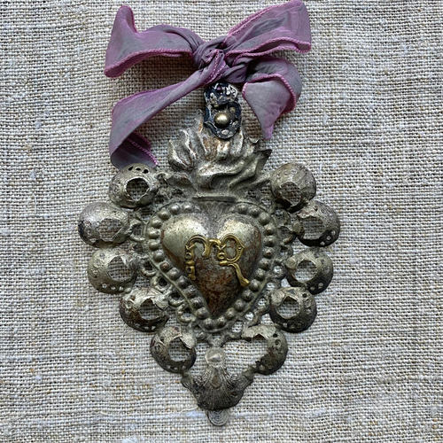 19th Century Italian Ex-Voto Sacred Silver Heart (No. 01)