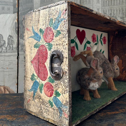 "Among the Roses" Needle Felted Rabbit Diorama
