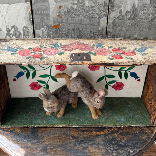 "Among the Roses" Needle Felted Rabbit Diorama