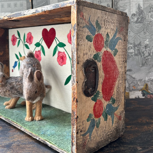 "Among the Roses" Needle Felted Rabbit Diorama
