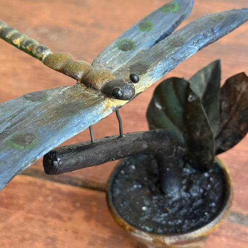 Black Forest Carved Dragon Fly on Clay Pot (9-03)
