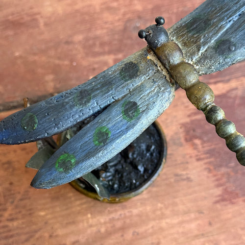 Black Forest Carved Dragon Fly on Clay Pot (9-03)