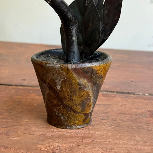 Black Forest Carved Dragon Fly on Clay Pot (9-03)