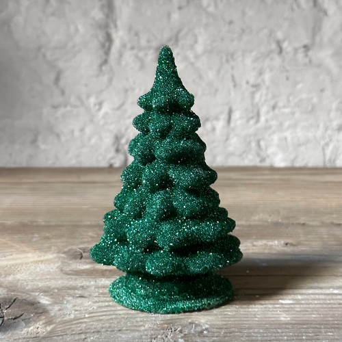 Papier-Mâché Small Green Glitter Tree