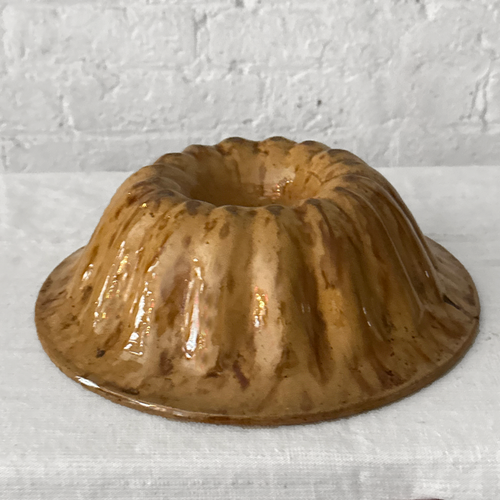 19th Century French Terracotta Yellow Ware Cake Mold Ceramic Vessel