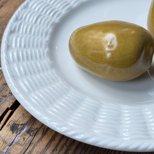 Trompe L'oeil Potato Plate with Basket-Weave Rim