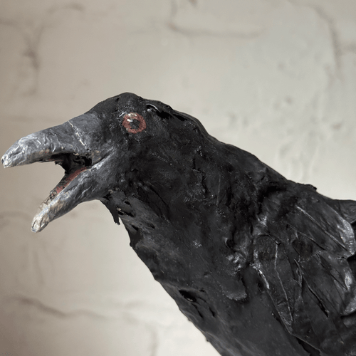 Papier-Mâché Painted Crow #01