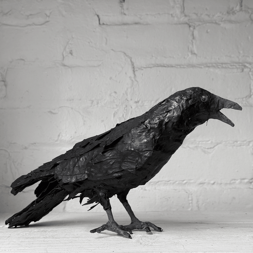 Papier-Mâché Painted Crow #01