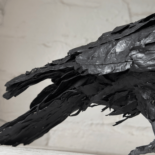 Papier-Mâché Painted Crow #01