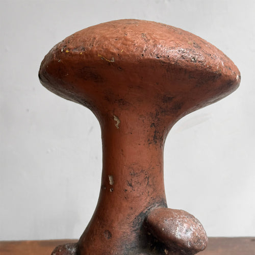 Antique Cast Cement Painted Mushroom
