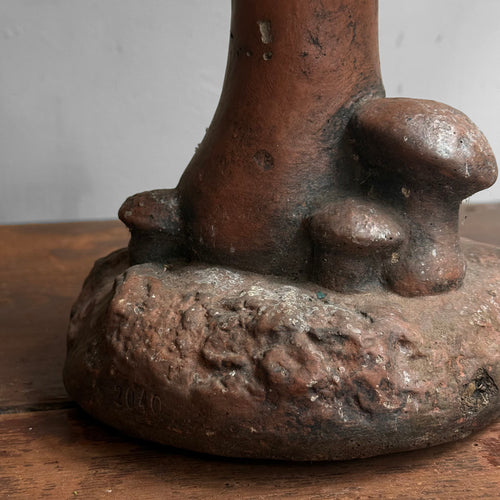 Antique Cast Cement Painted Mushroom