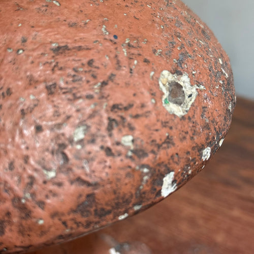Antique Cast Cement Painted Mushroom