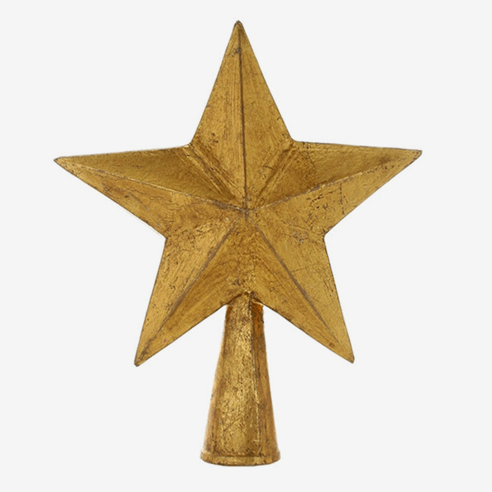 Large 5 Point Star Tree Topper in Antique Gold