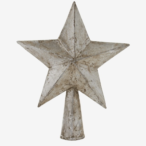 Large 5 Point Star Tree Topper in Silver