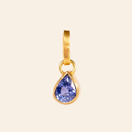 Purple Pear Sapphire Charm