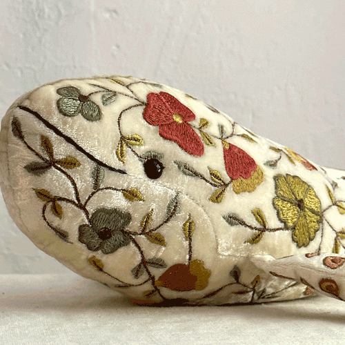 Abby Silk Velvet Whale in Ivory