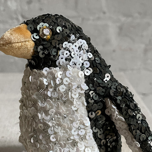 Small Addyson Silk Velvet Embroidered Penguin