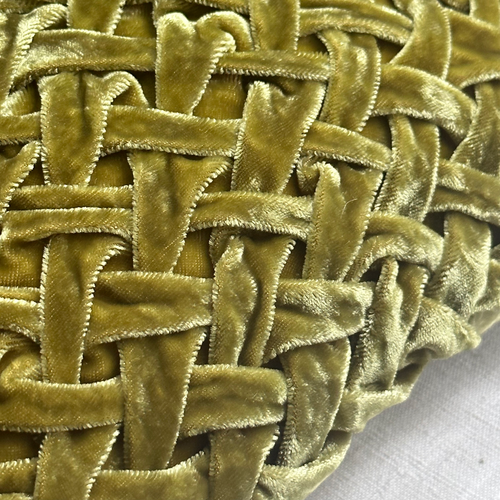 Basket Weave Silk Velvet Cushion in Peridot
