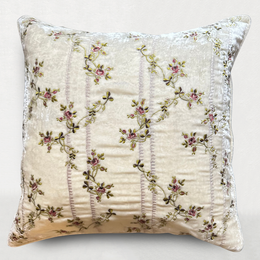 Rose Stripe Embroidered Silk Velvet Cushion in Original