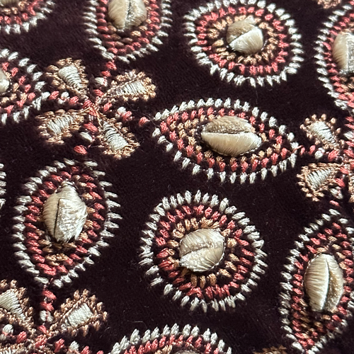 Gujarat Embroidered Silk Velvet Cushion in Brown