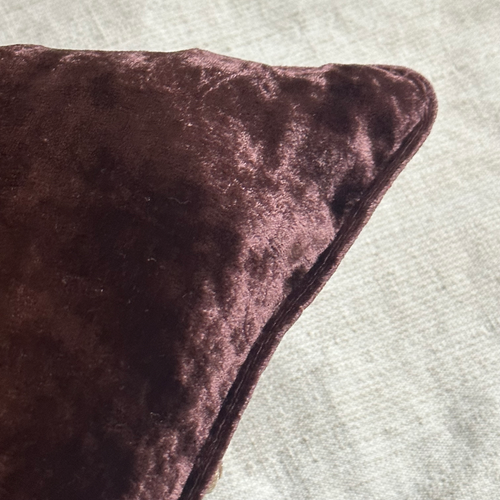 Gujarat Embroidered Silk Velvet Cushion in Brown