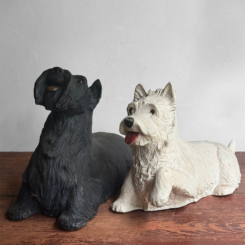 Vintage Black & White Scotch Whiskey Display Dog Pair
