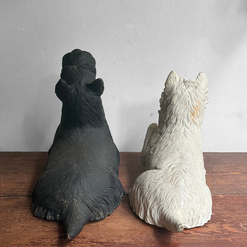 Vintage Black & White Scotch Whiskey Display Dog Pair