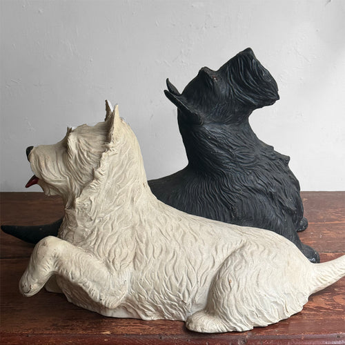 Vintage Black & White Scotch Whiskey Display Dog Pair