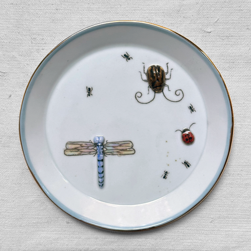 Dragonfly, Beetle, and Lady Bug Plate (BC164)
