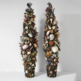 Slender Shell and Mineral Topiary Pair by Christopher D. Bassett